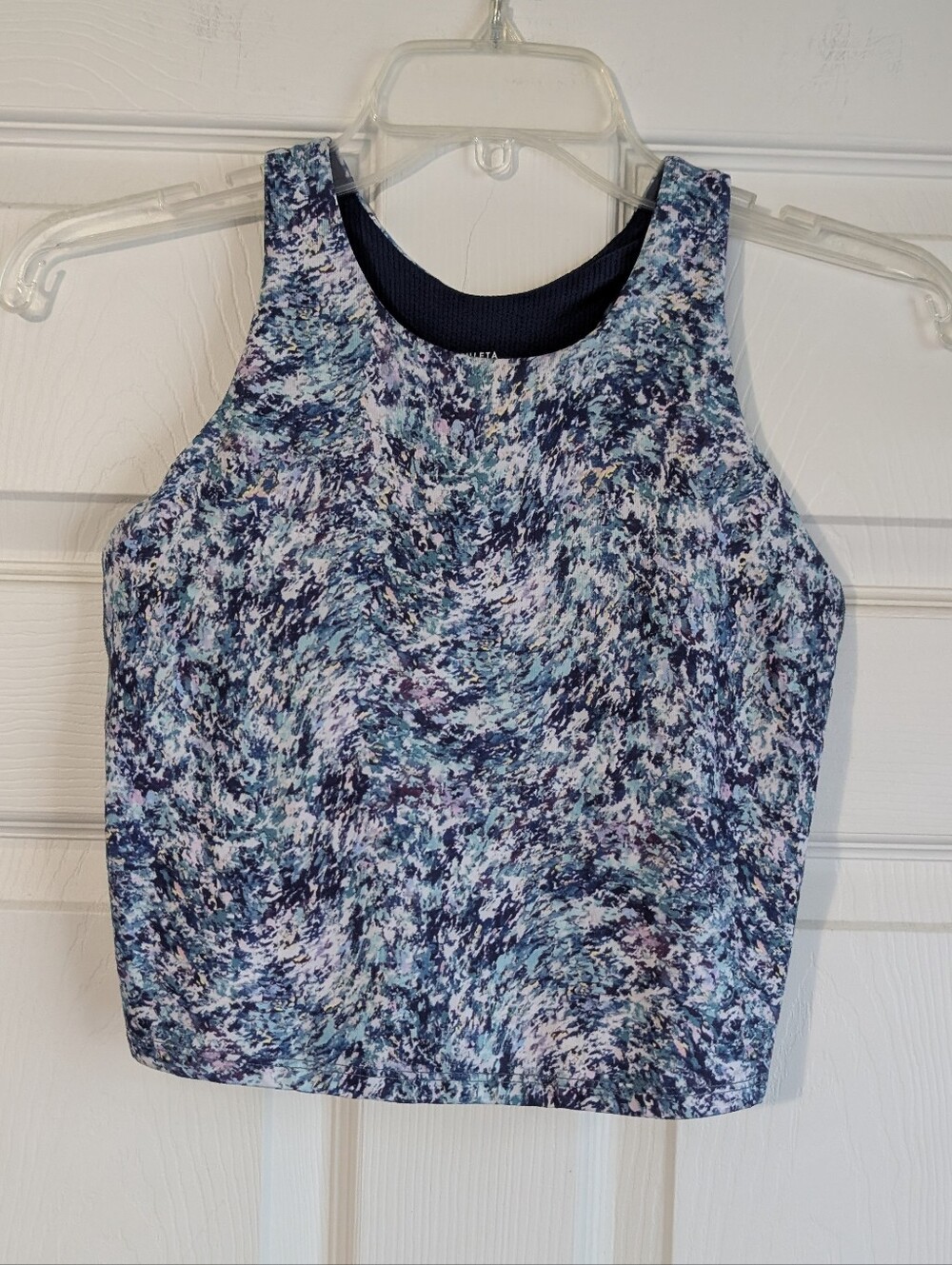 Athleta Girls Blue Marble-Print Cropped Tank Size XL